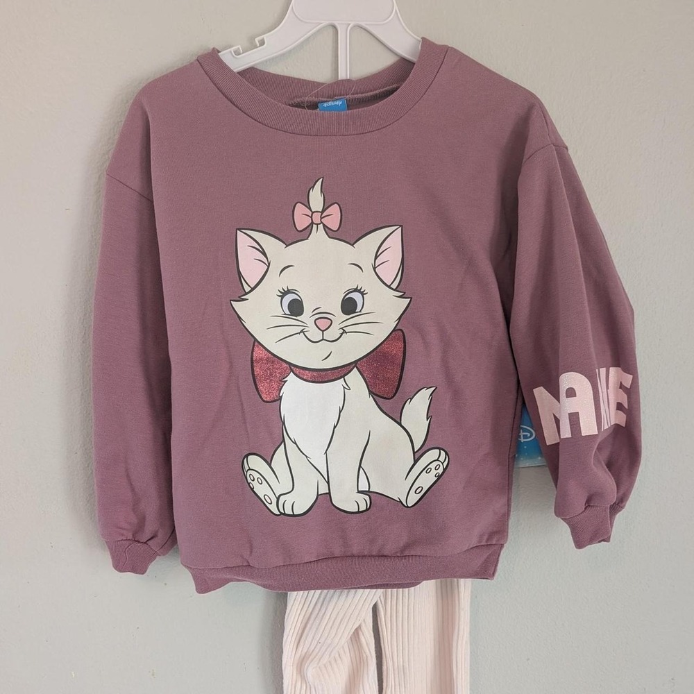 Disney Pink sweatshirt leggings outfit Marie Aristocats girls set size 5 NEW